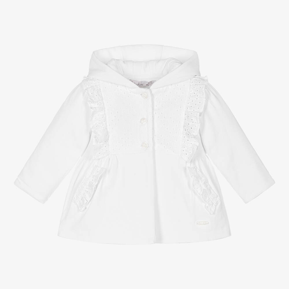 Patachou-Baby Girls White Cotton Coat | Childrensalon Outlet