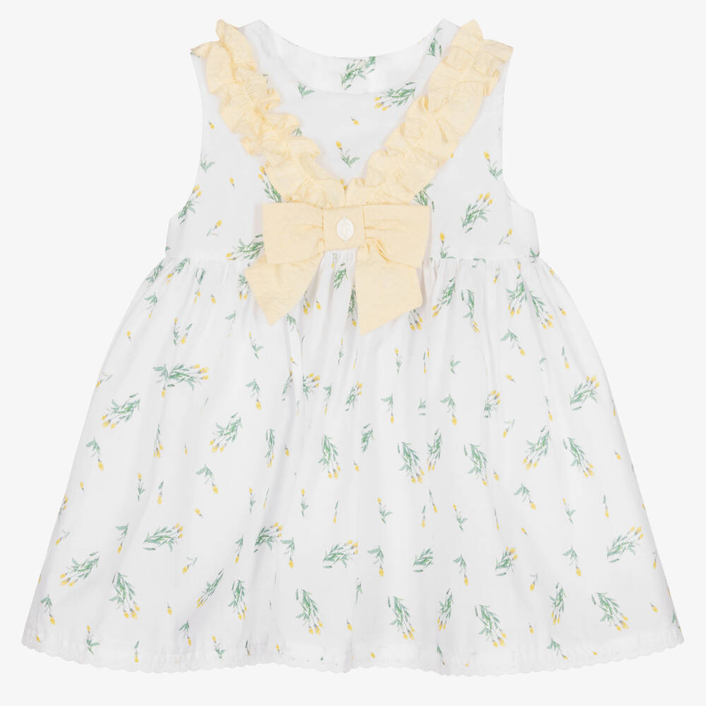 Patachou - Baby Girls White Cotton Dress | Childrensalon