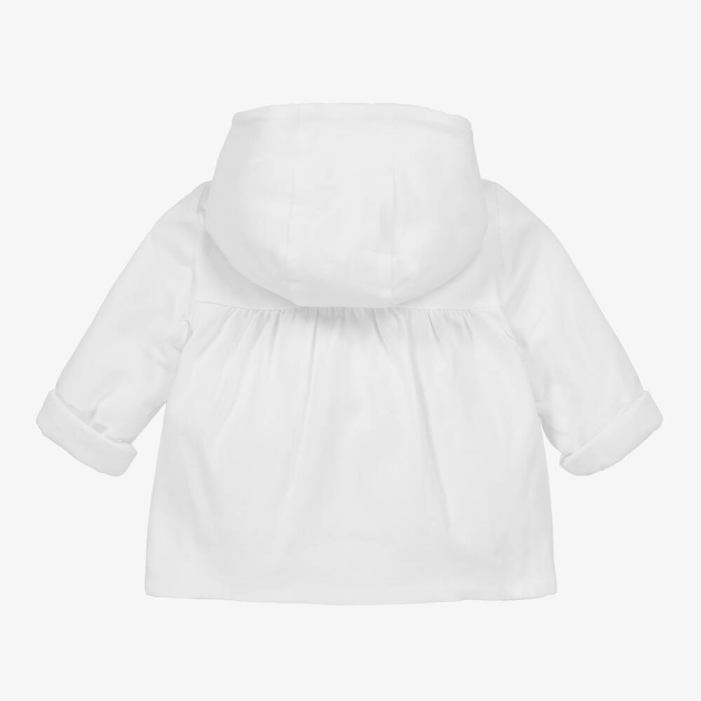 Patachou-Baby Girls White Cotton Hooded Coat | Childrensalon Outlet