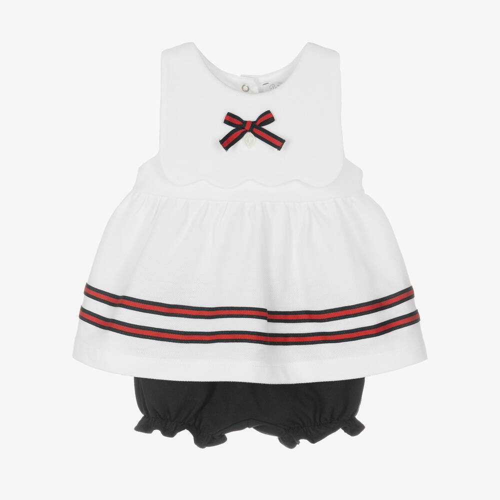 Patachou - Baby Girls White Cotton Piqué Dress | Childrensalon