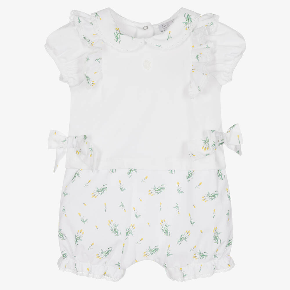 Patachou - Barboteuse blanche en coton | Childrensalon