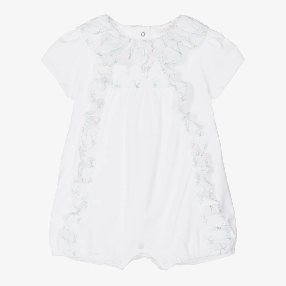 Patachou-Baby Girls White Frilly Cotton Shortie | Childrensalon Outlet