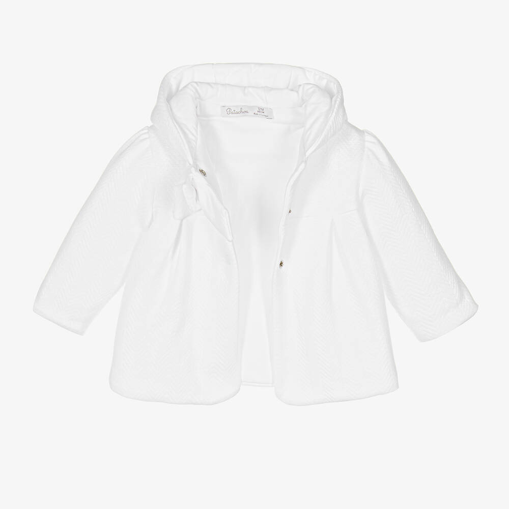 Patachou-Baby Girls White Hooded Jacket | Childrensalon Outlet
