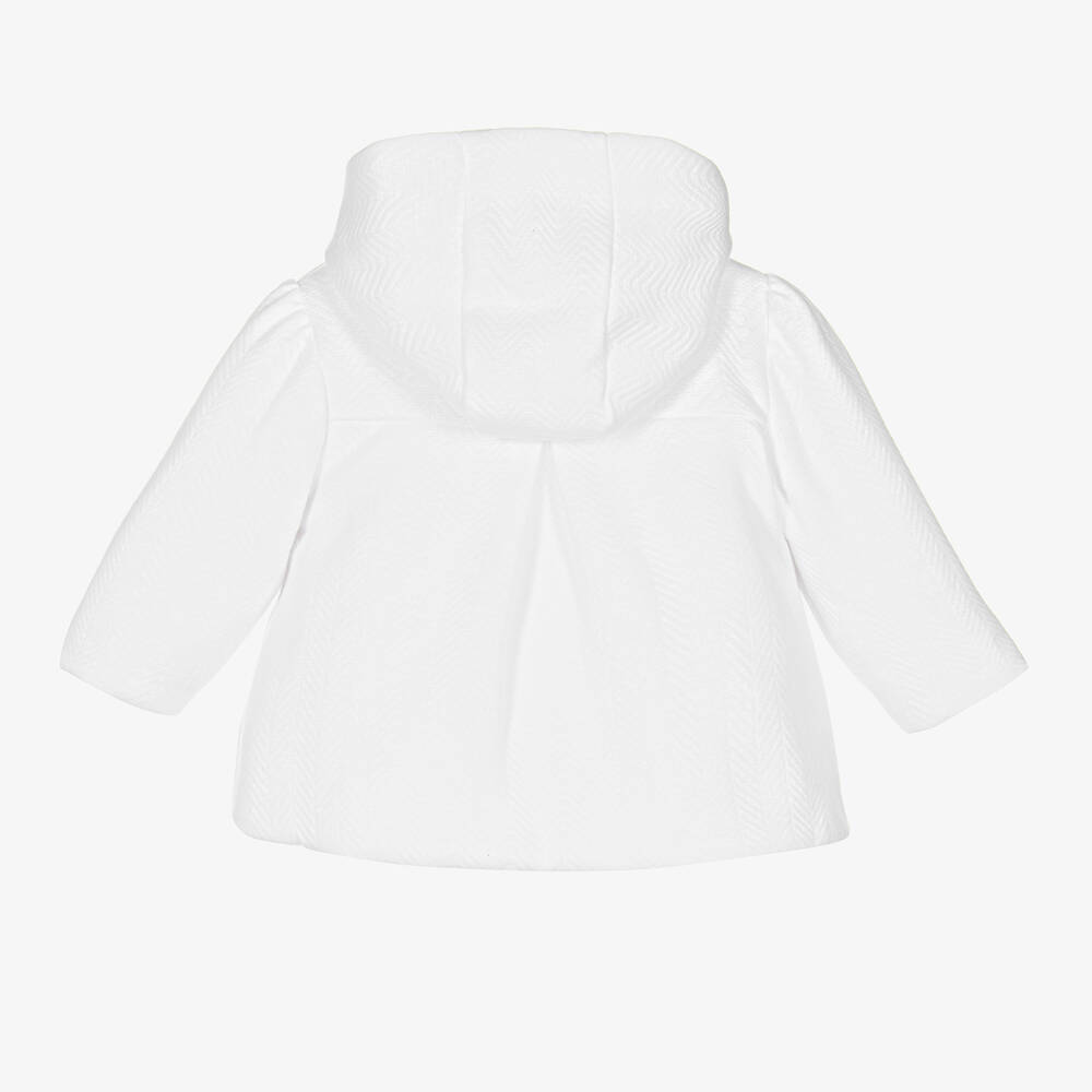 Patachou-Baby Girls White Hooded Jacket | Childrensalon Outlet