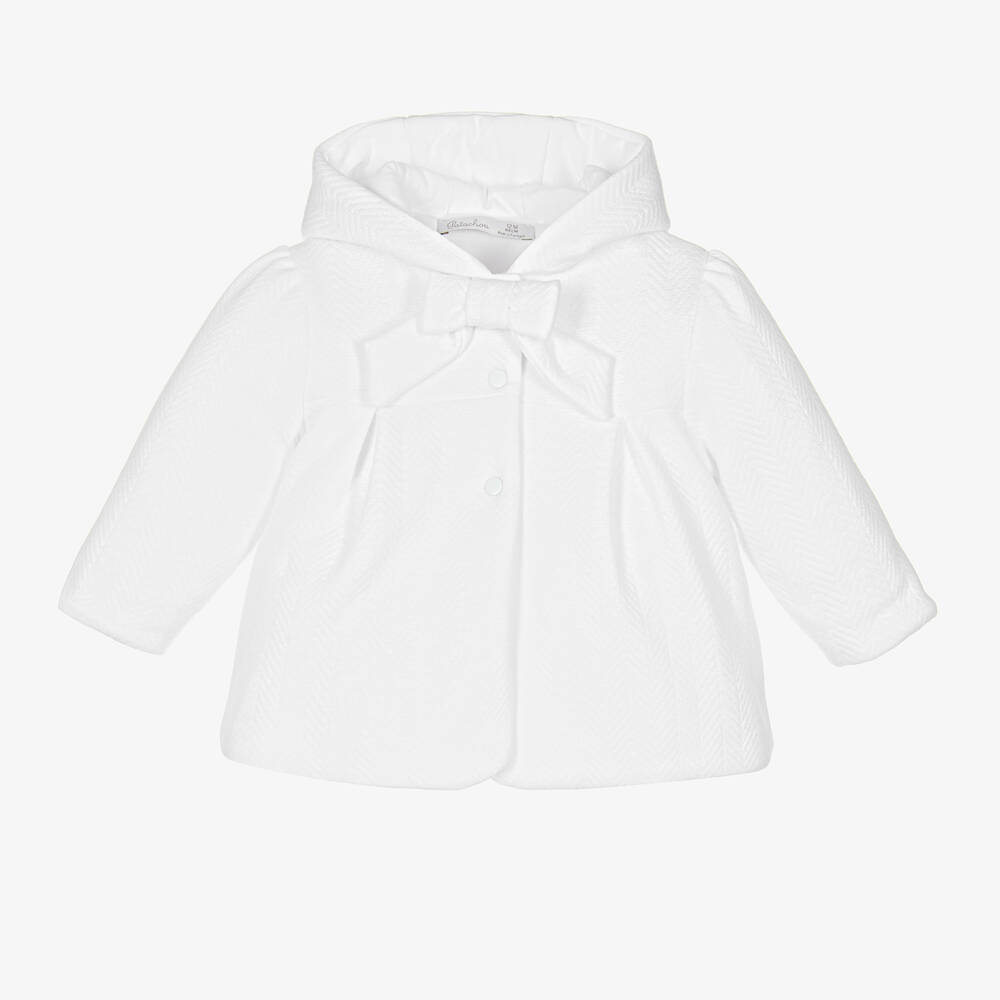 Patachou - Baby Girls White Hooded Jacket | Childrensalon