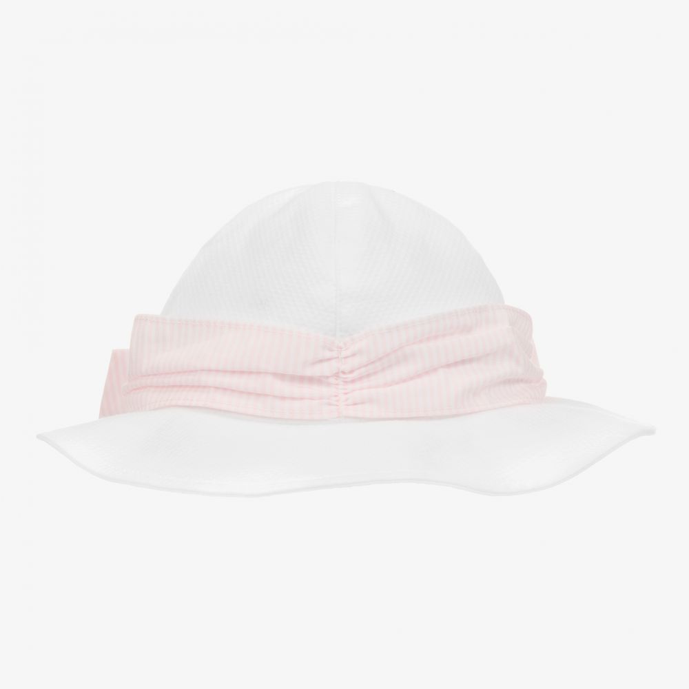 Patachou - Baby Girls White & Pink Bow Hat | Childrensalon