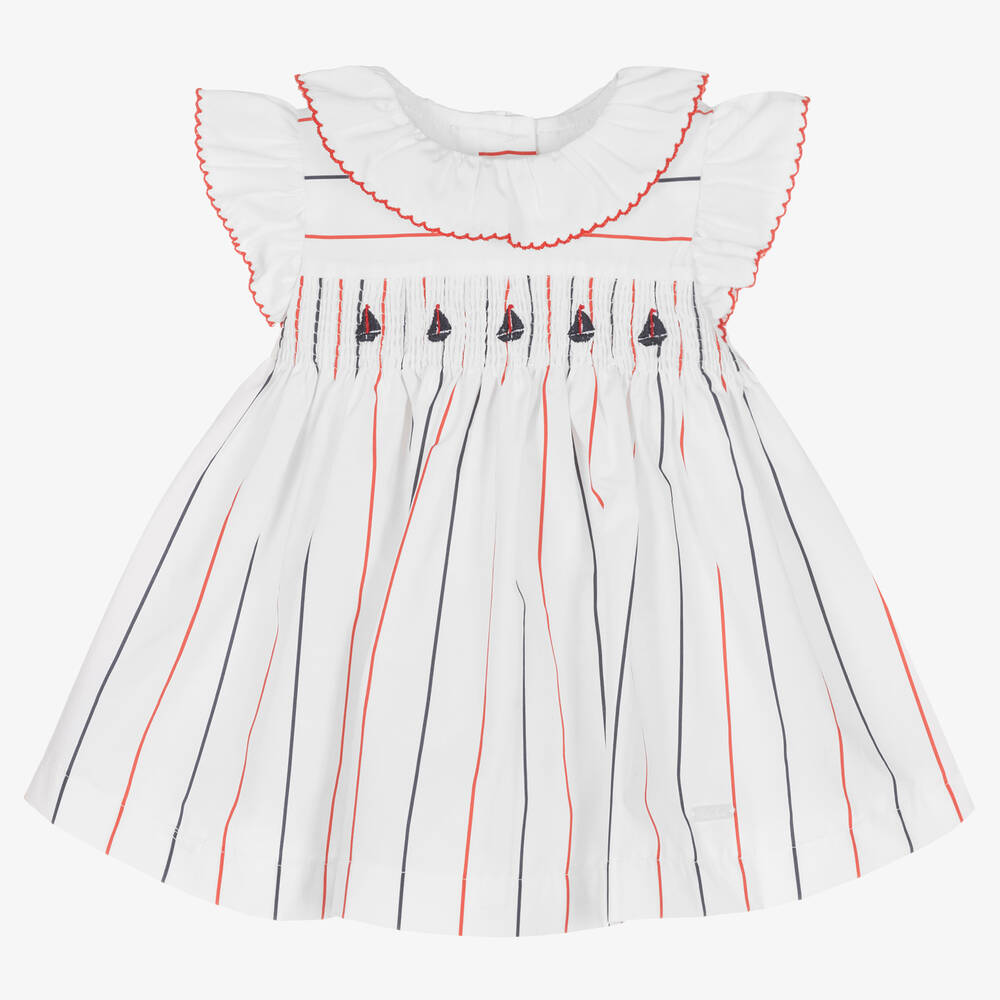 Patachou - Robe blanche rayée bébé fille | Childrensalon