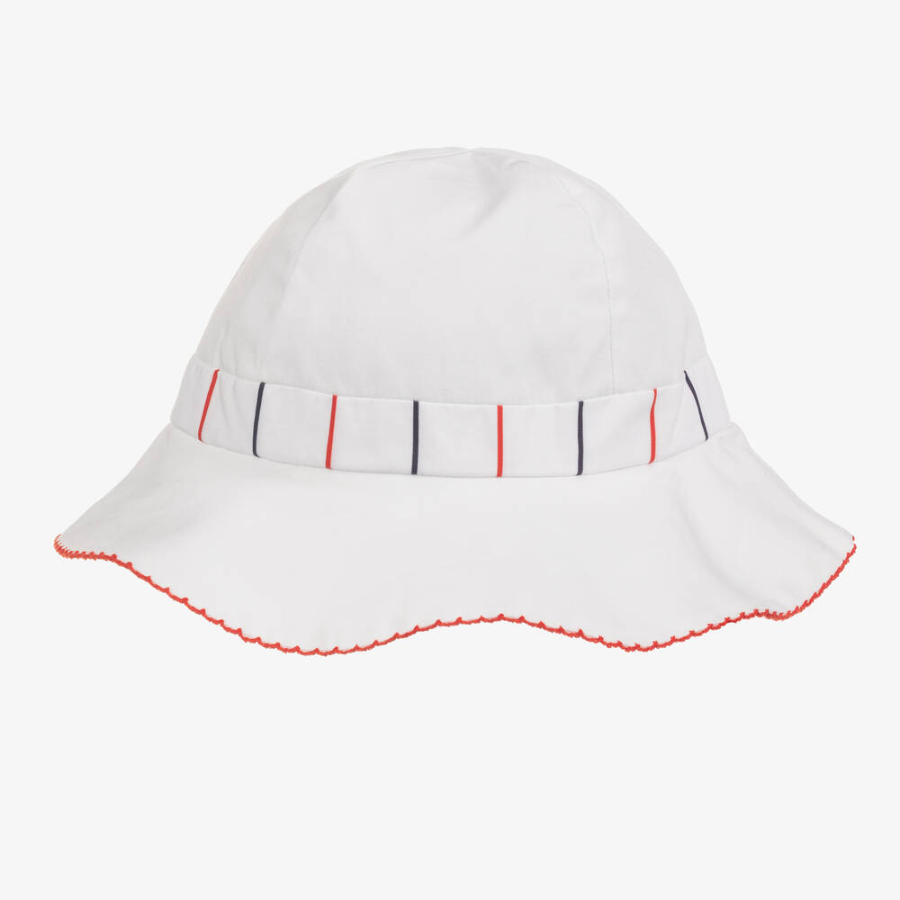 Patachou - Baby Girls White Striped Hat | Childrensalon