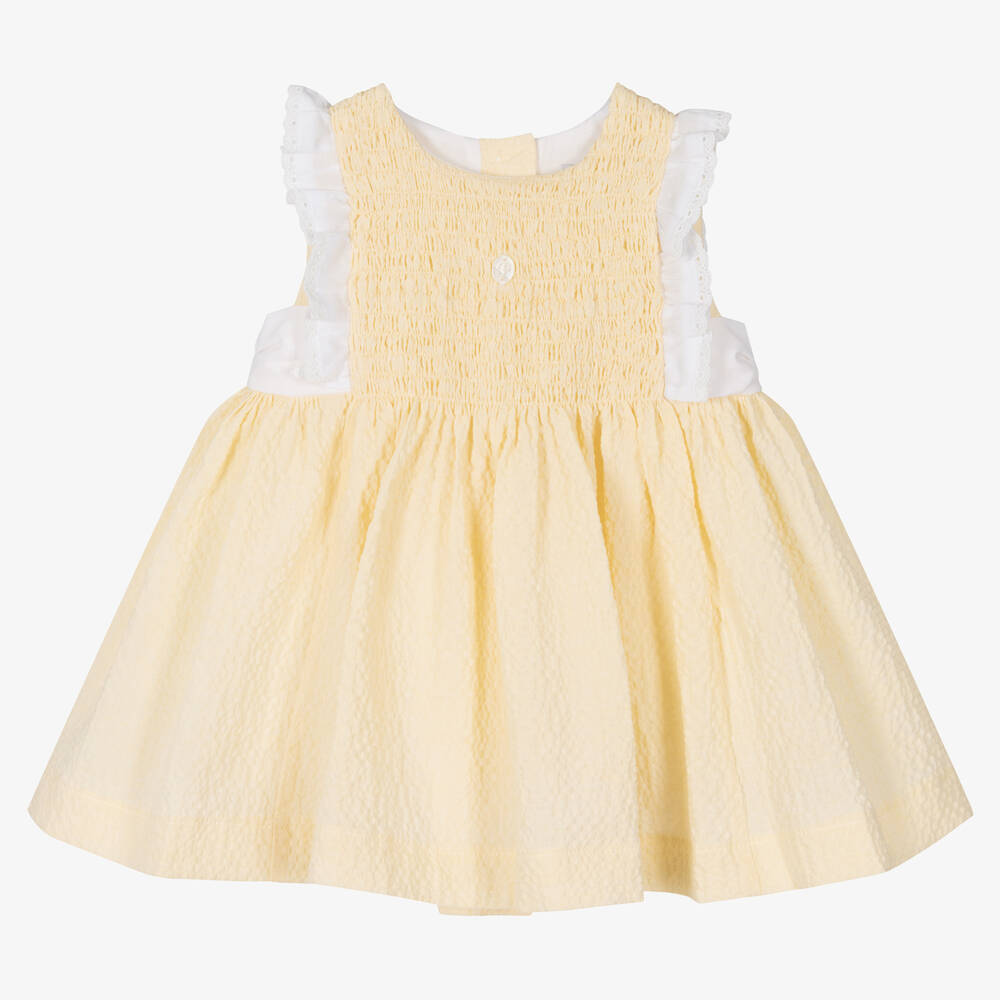 Patachou - Baby Girls Yellow Cotton Dress | Childrensalon