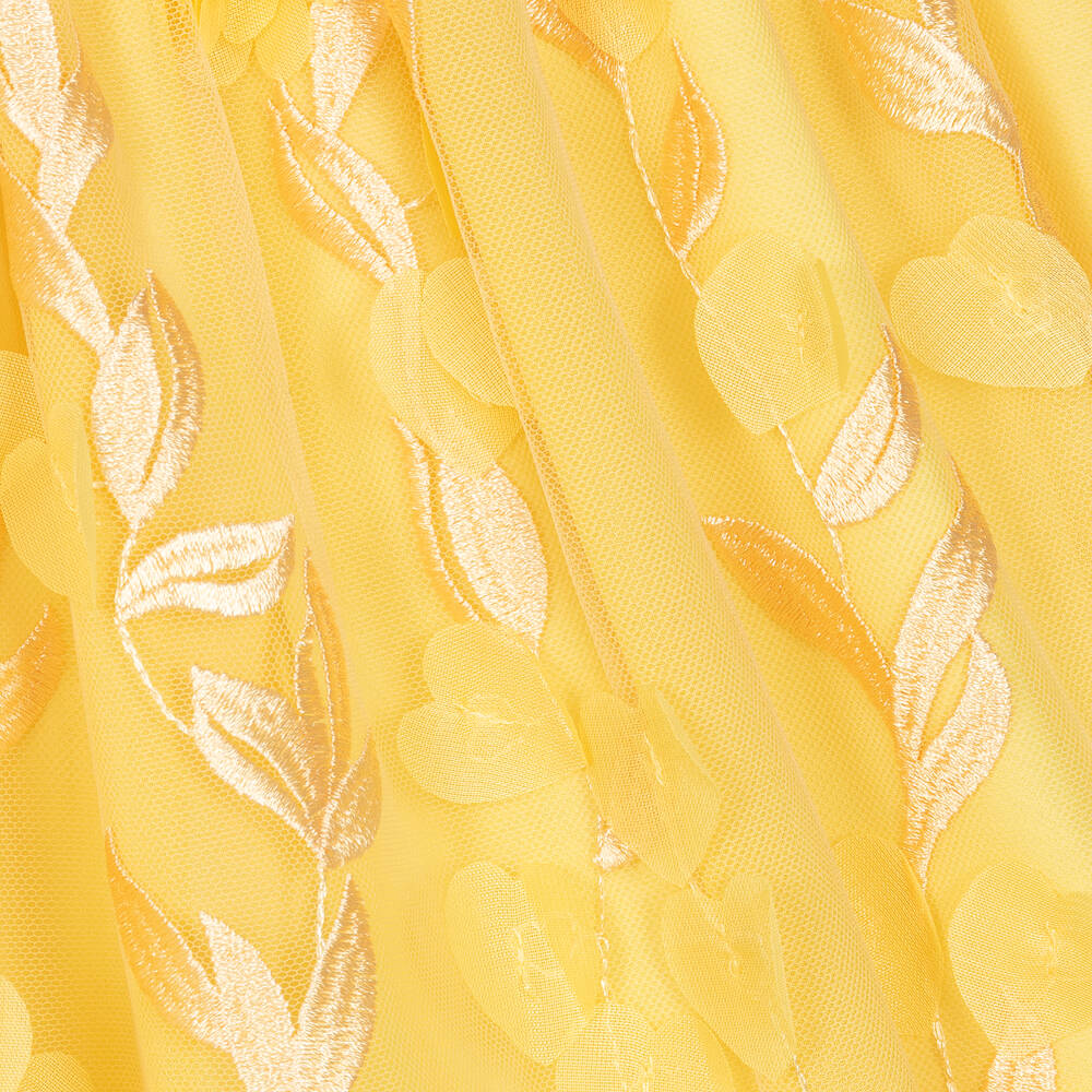 Patachou-Baby Girls Yellow Floral Tulle Dress | Childrensalon Outlet