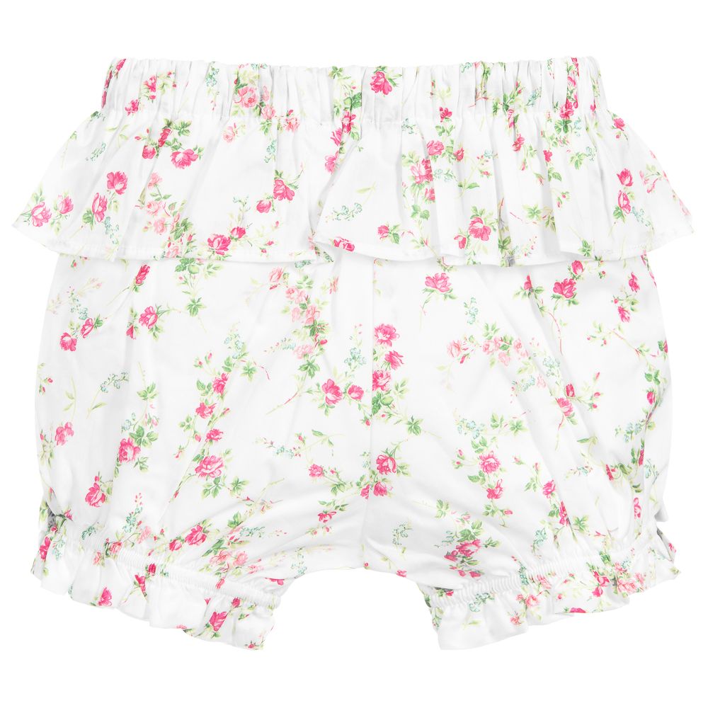 باتاشو-شورت قطن لون أبيض وزهري للمولودات | Childrensalon Outlet