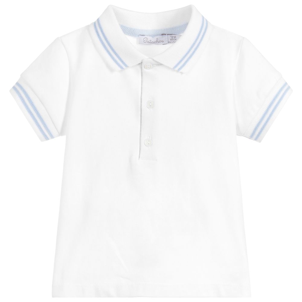 Patachou - Baby White Polo Shirt | Childrensalon