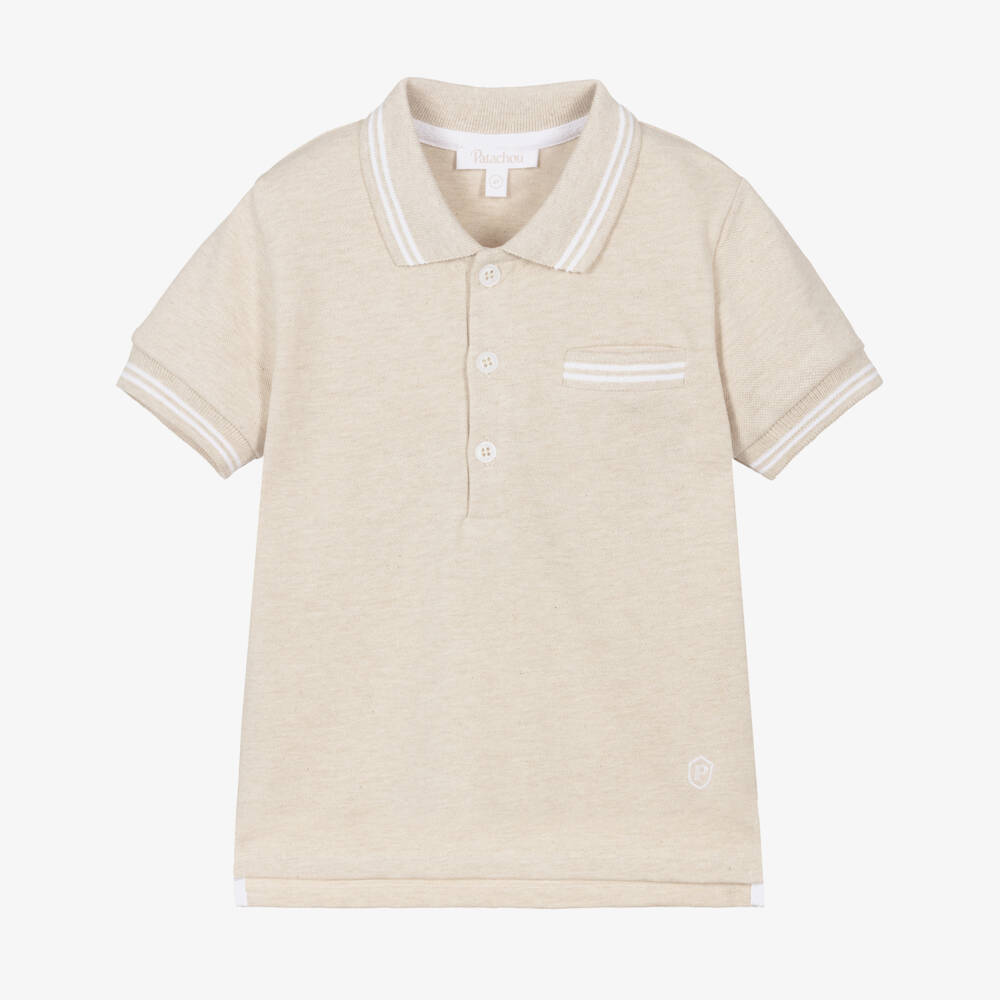 Patachou-Beige Cotton Polo for Boys | Childrensalon Outlet