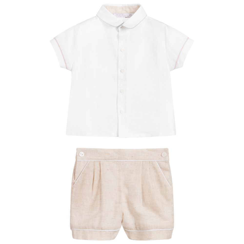 Patachou - Beige \u0026 Ivory Linen Shorts 