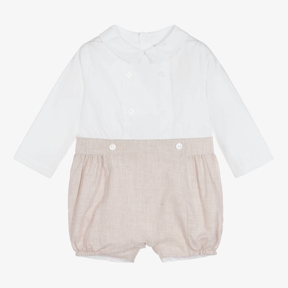 Patachou - Beige & White Baby Shortie | Childrensalon