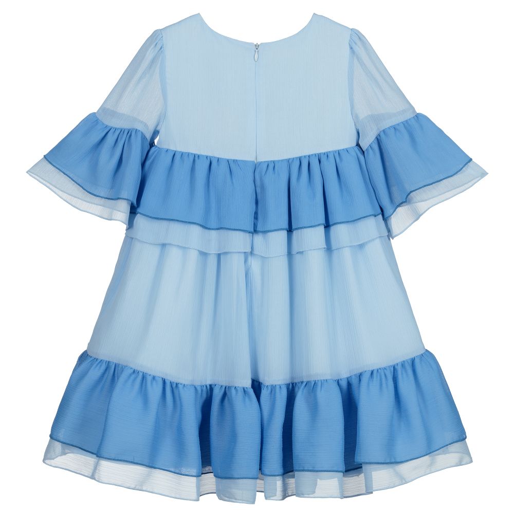 Patachou-Blue Chiffon Bow Dress | Childrensalon Outlet