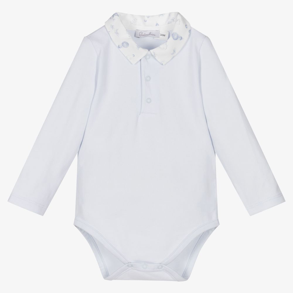 Patachou - Blue Cotton Baby Bodysuit  | Childrensalon