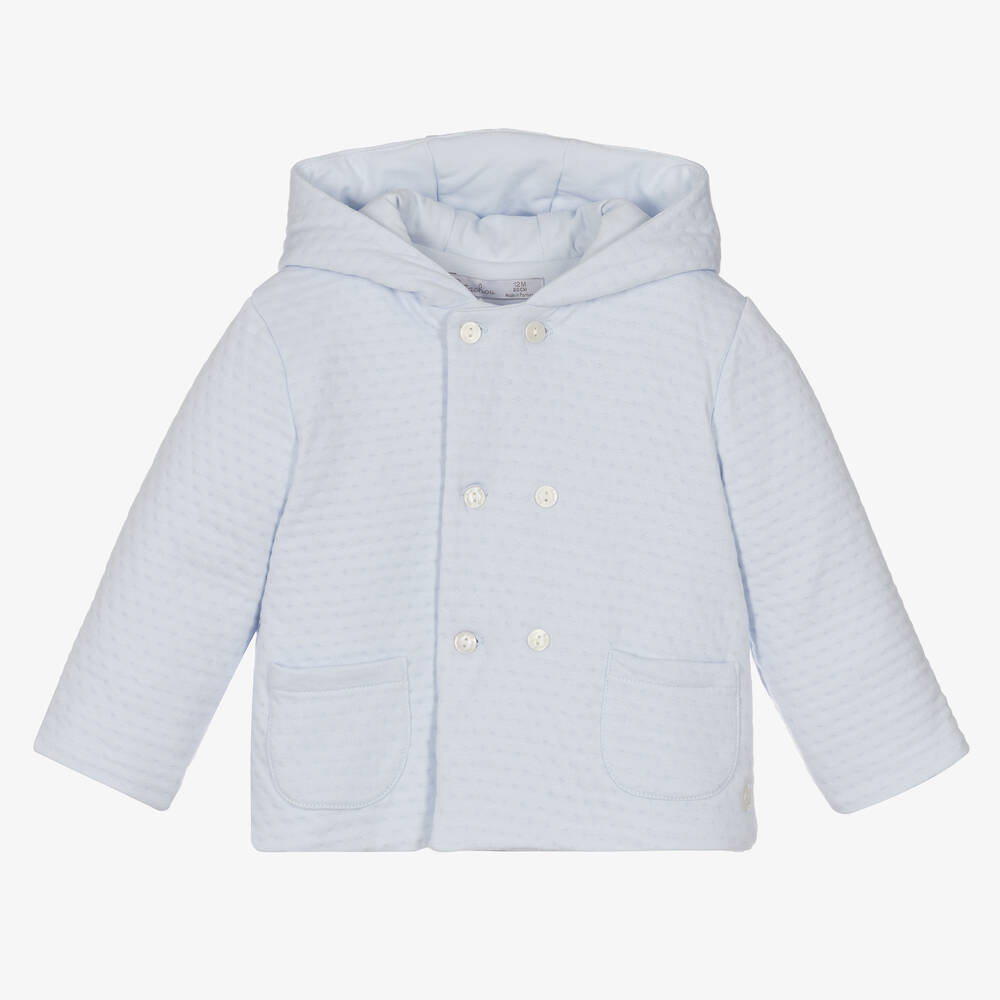 Patachou - Blue Cotton Jersey Baby Jacket | Childrensalon