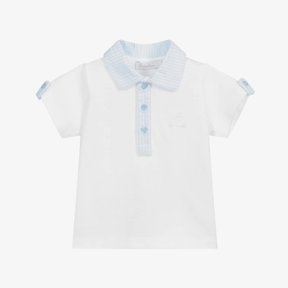 Patachou-Blue Cotton Piqué Polo Shirt | Childrensalon Outlet