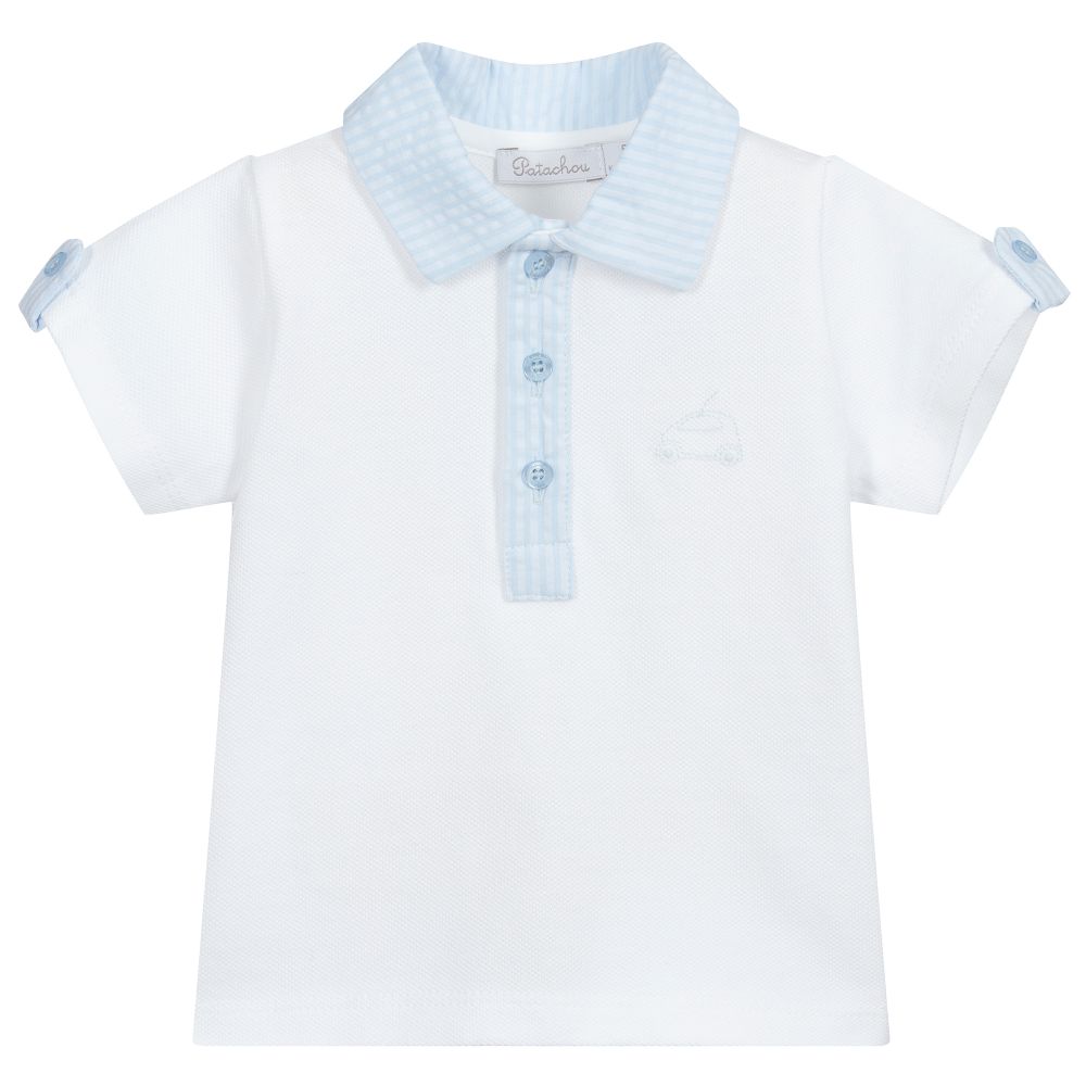 Patachou - Blue Cotton Piqué Polo Shirt | Childrensalon