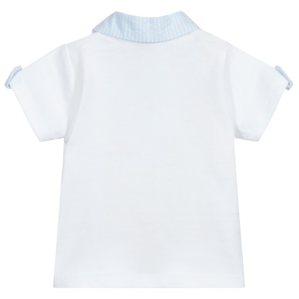 Patachou-Blue Cotton Piqué Polo Shirt | Childrensalon Outlet