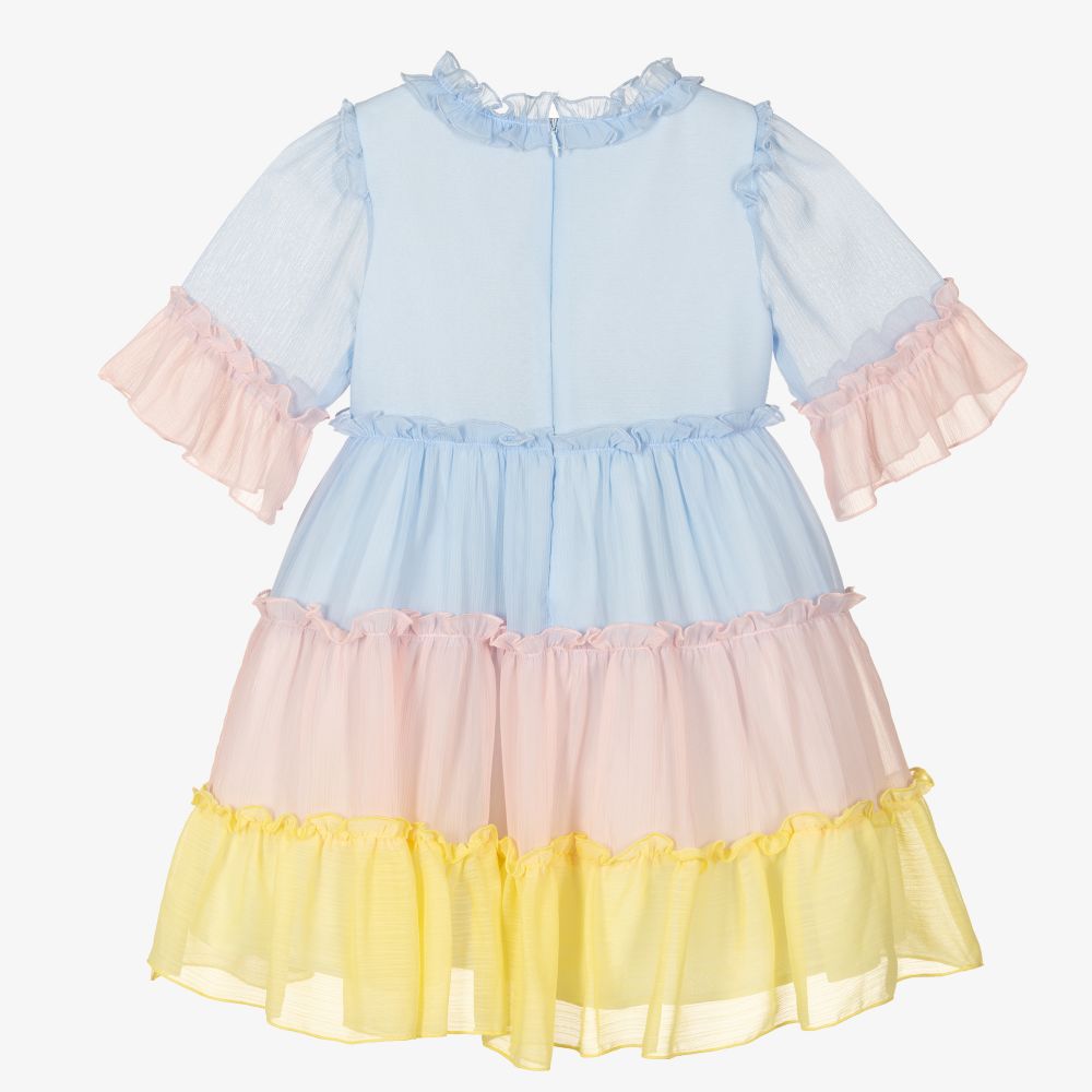 Patachou-Blue Crêpe Chiffon Dress  | Childrensalon Outlet