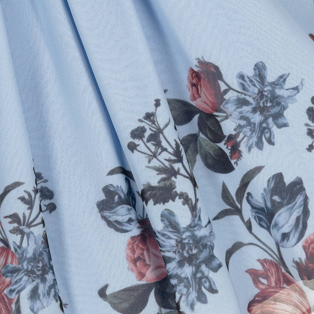 Patachou-Голубое шифоновое платье с цветами и бантиками | Childrensalon Outlet