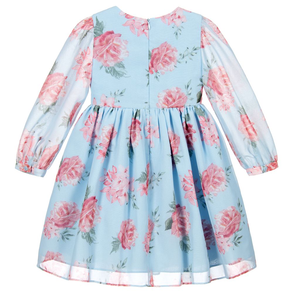 Patachou-Голубое шифоновое платье с цветочным рисунком | Childrensalon Outlet
