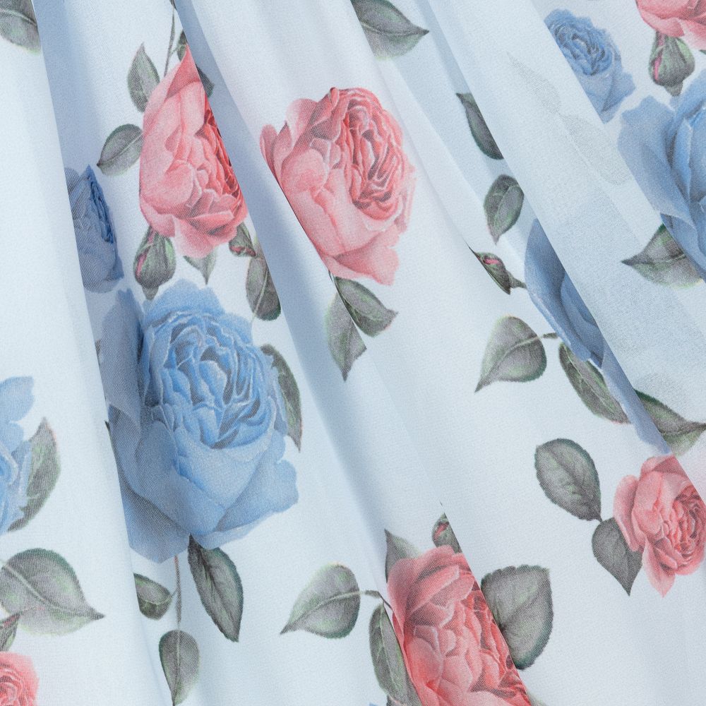 Patachou-فستان شيفون لون أزرق فاتح بطبعة ورود | Childrensalon Outlet