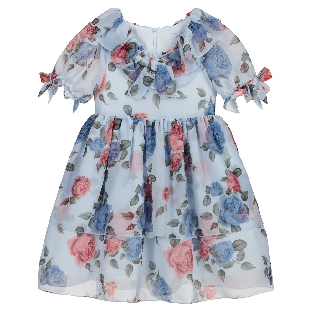 Patachou - Blue Floral Chiffon Dress | Childrensalon