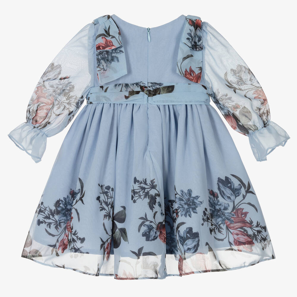 Patachou-Blue Floral Chiffon Dress | Childrensalon Outlet