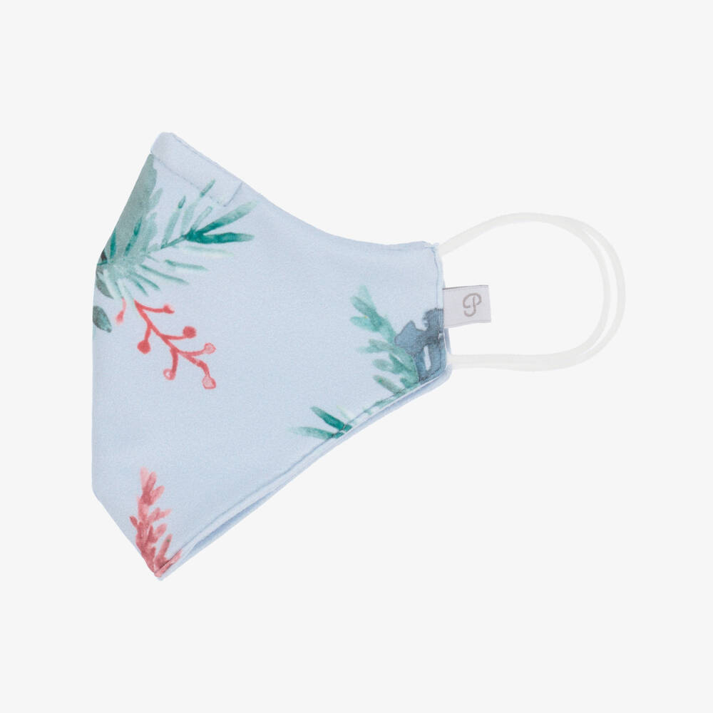 Patachou-كمّامة ساتان لون أزرق بطبعة ورود | Childrensalon Outlet