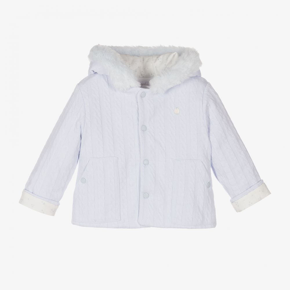 Patachou - Blue Knitted Cotton Jacket | Childrensalon