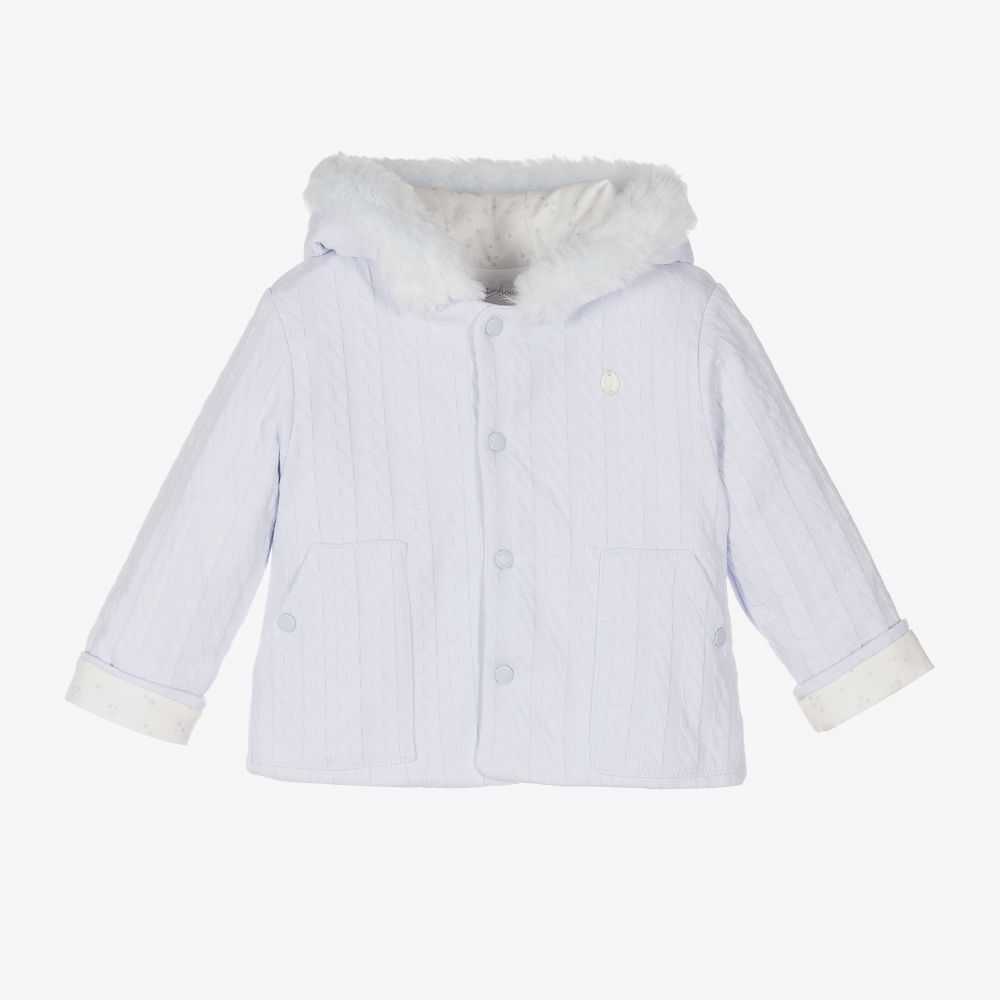 Patachou-Blue Knitted Cotton Jacket | Childrensalon Outlet