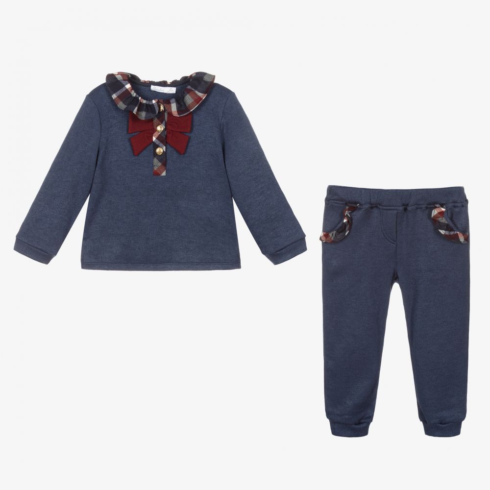Patachou-Blue Knitted Ruffled Tracksuit | Childrensalon Outlet