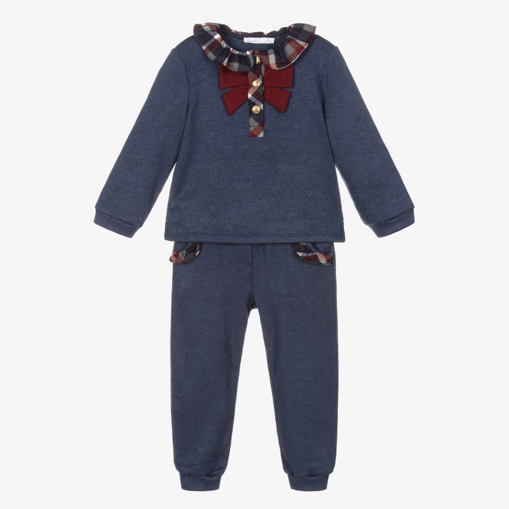 Patachou-Синий трикотажный спортивный костюм с рюшами | Childrensalon Outlet