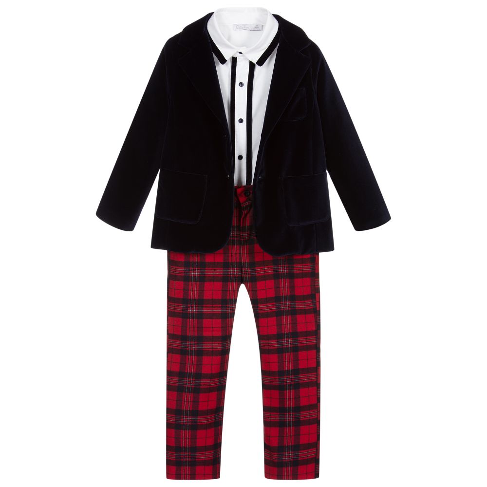 Patachou-Костюм в синюю и красную клетку | Childrensalon Outlet