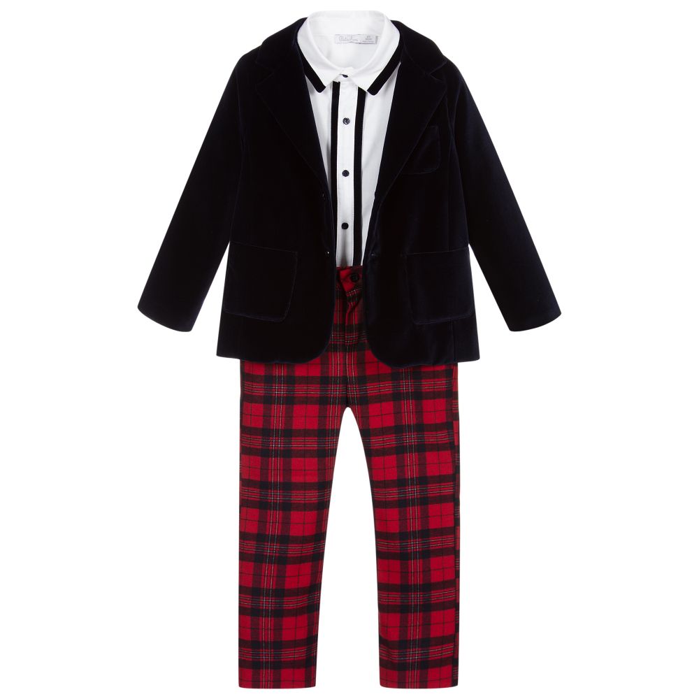 Patachou - Blue & Red Check Suit | Childrensalon