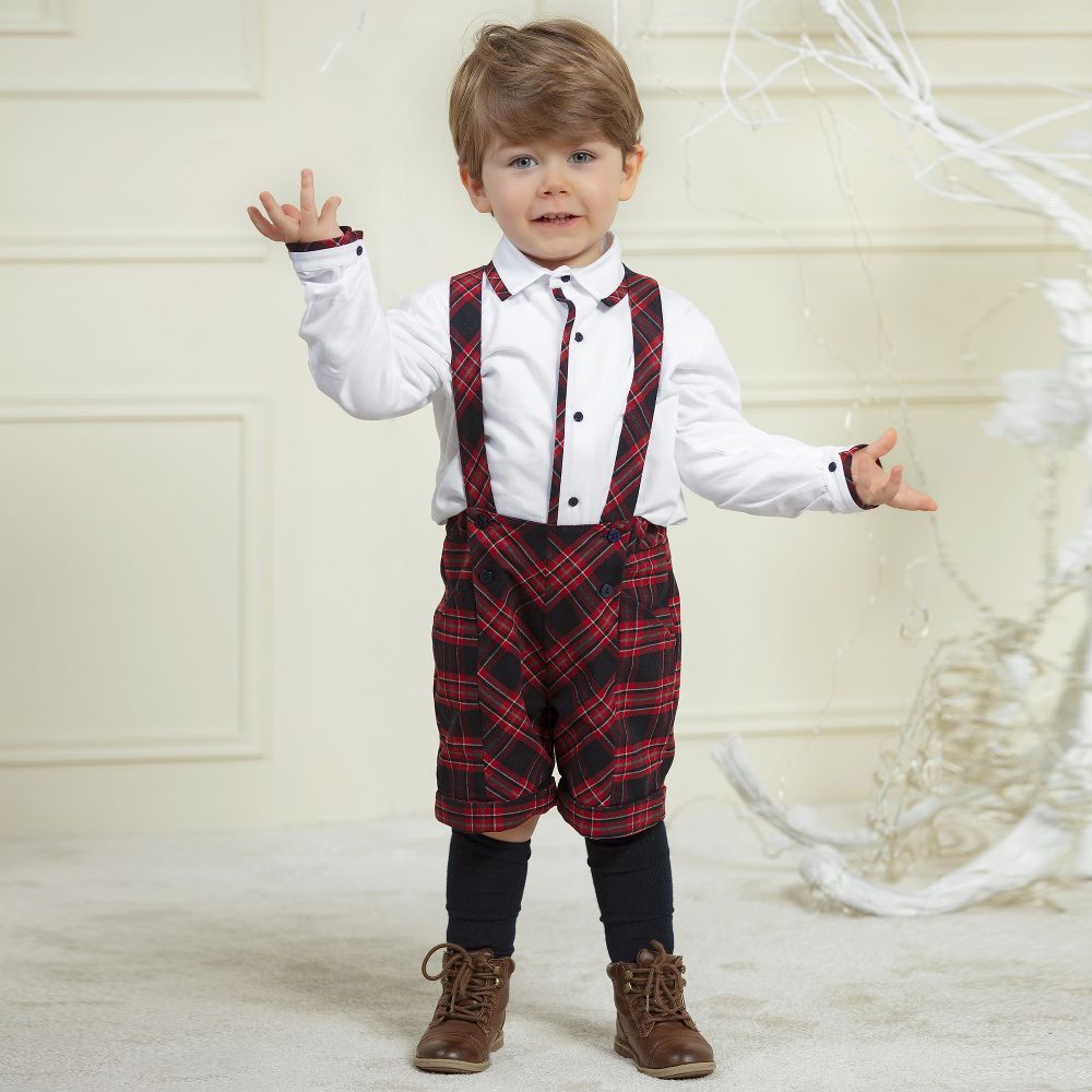 Patachou Blue Red Tartan Shorts Set Childrensalon Outlet