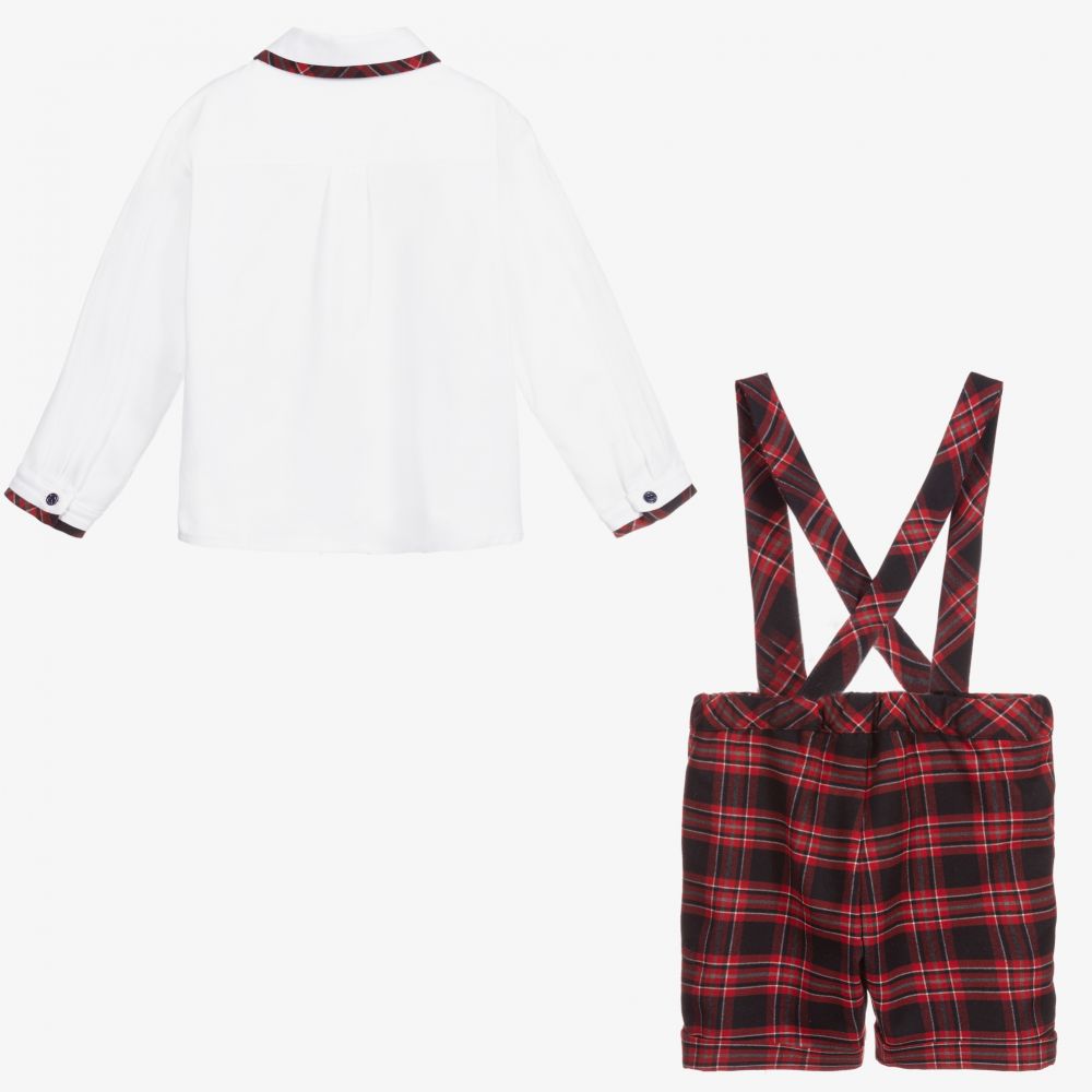 Patachou-Blue & Red Tartan Shorts Set | Childrensalon Outlet