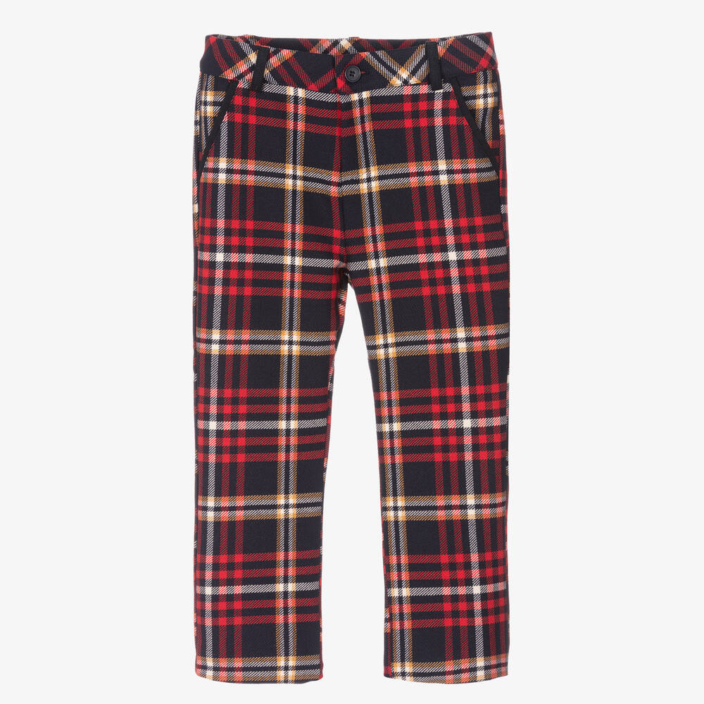 Patachou - Pantalon écossais bleu et rouge | Childrensalon