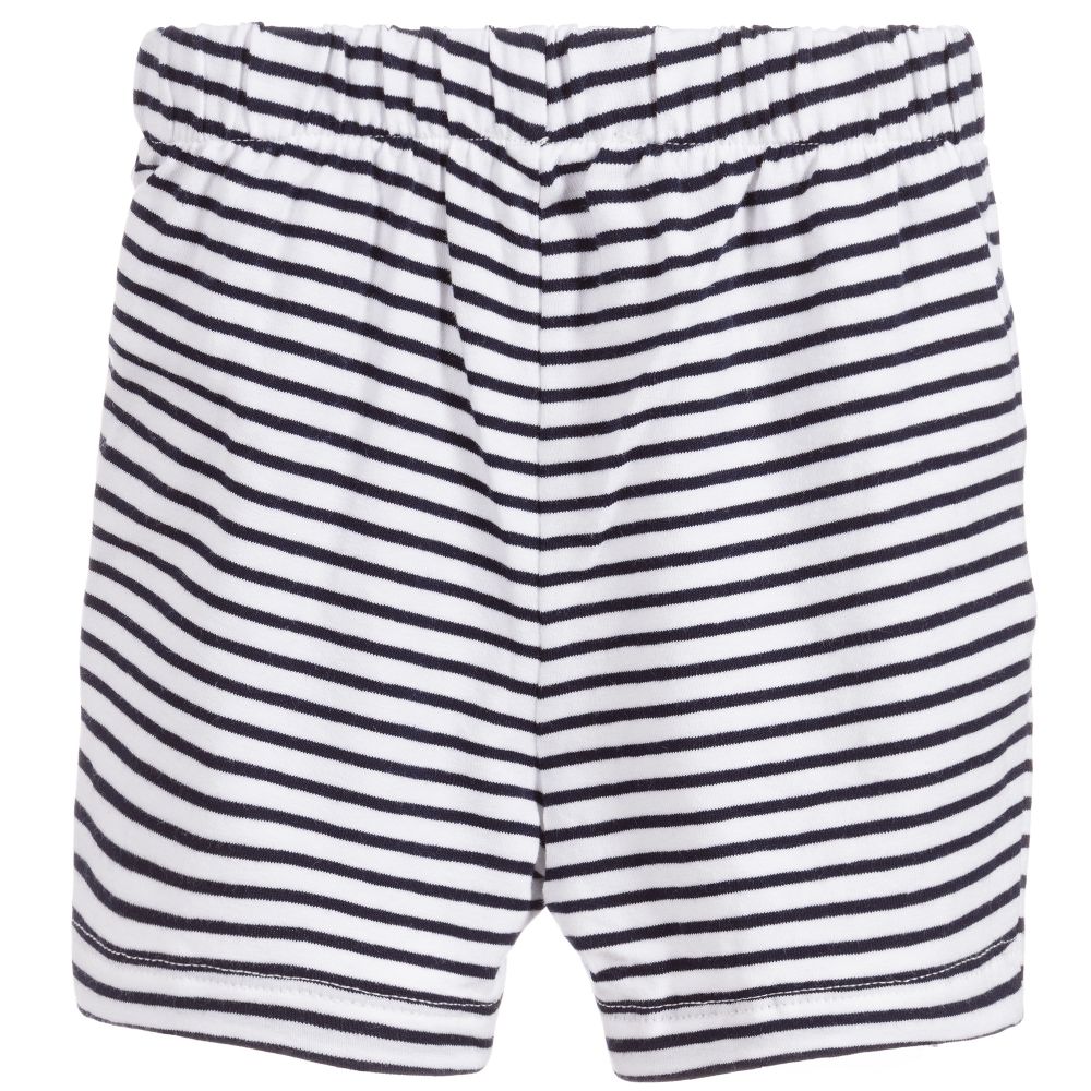Patachou-Blue Striped Cotton Shorts | Childrensalon Outlet