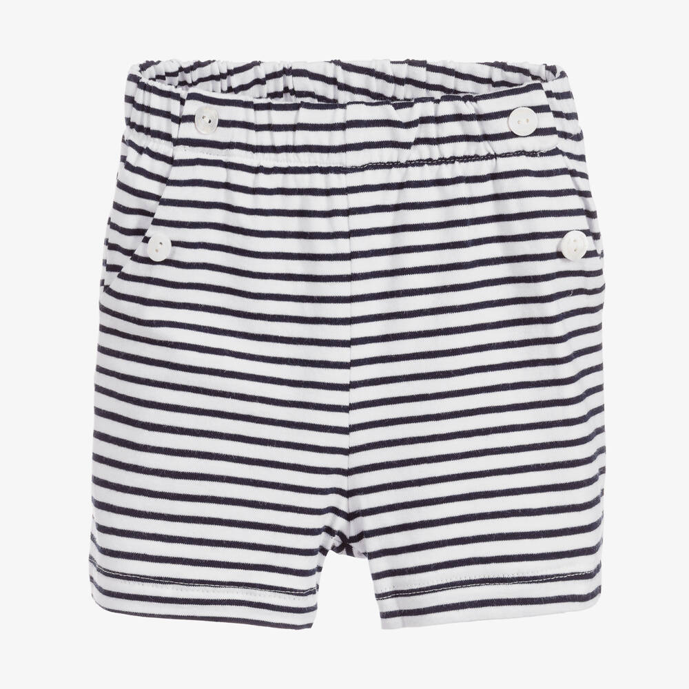 Patachou-شورت قطن جيرسي لون كحلي و ابيض للمواليد | Childrensalon Outlet