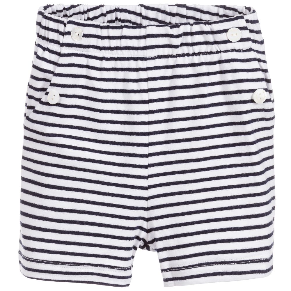 Patachou - Blue Striped Cotton Shorts | Childrensalon