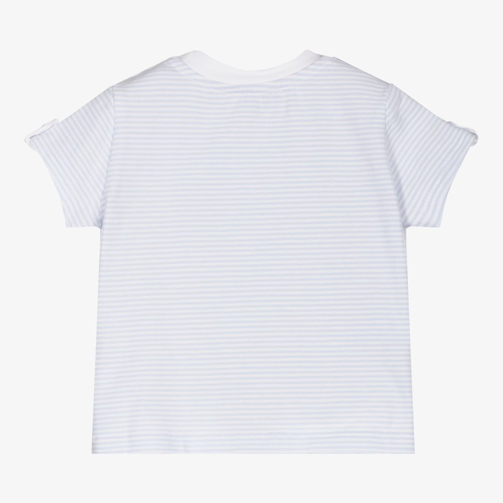 Patachou-Blue Striped Cotton T-Shirt | Childrensalon Outlet