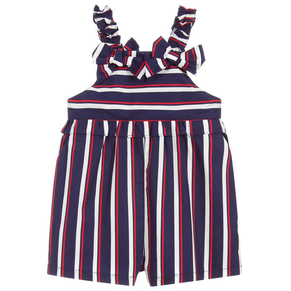 Patachou - Blue Striped Dungaree Shorts | Childrensalon