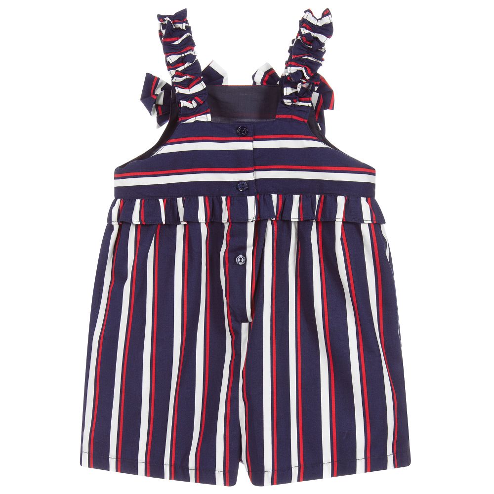 Patachou-Blue Striped Dungaree Shorts | Childrensalon Outlet