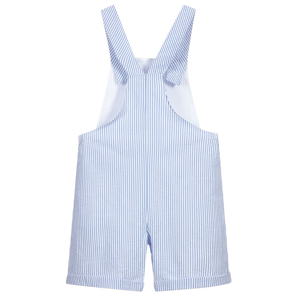 Patachou-Blue Striped Dungaree Shorts | Childrensalon Outlet