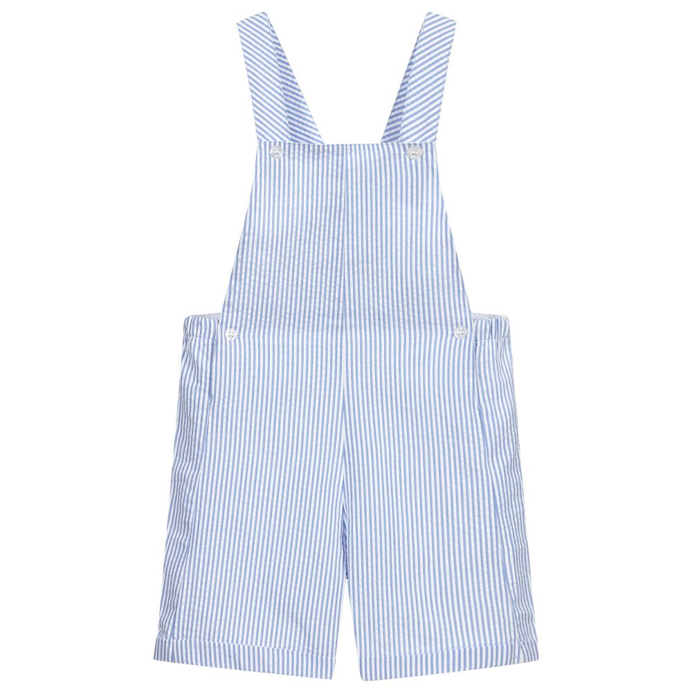 Patachou - Blue Striped Dungaree Shorts | Childrensalon