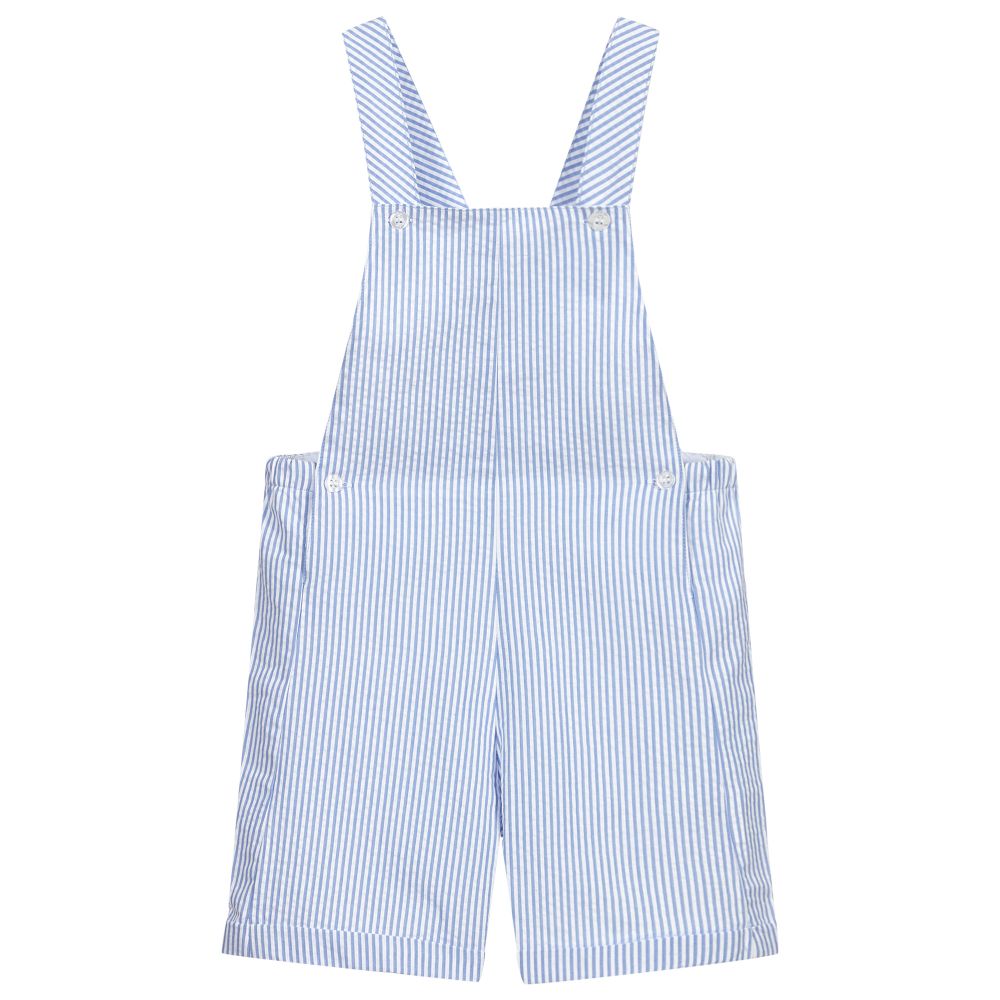 Patachou-Blue Striped Dungaree Shorts | Childrensalon Outlet